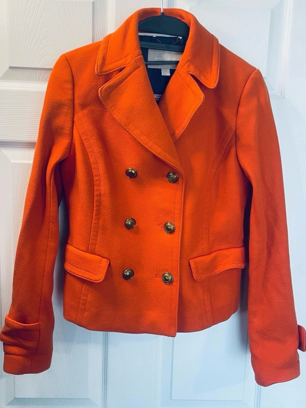 Banana Republic Orange Double-Breasted Peacoat